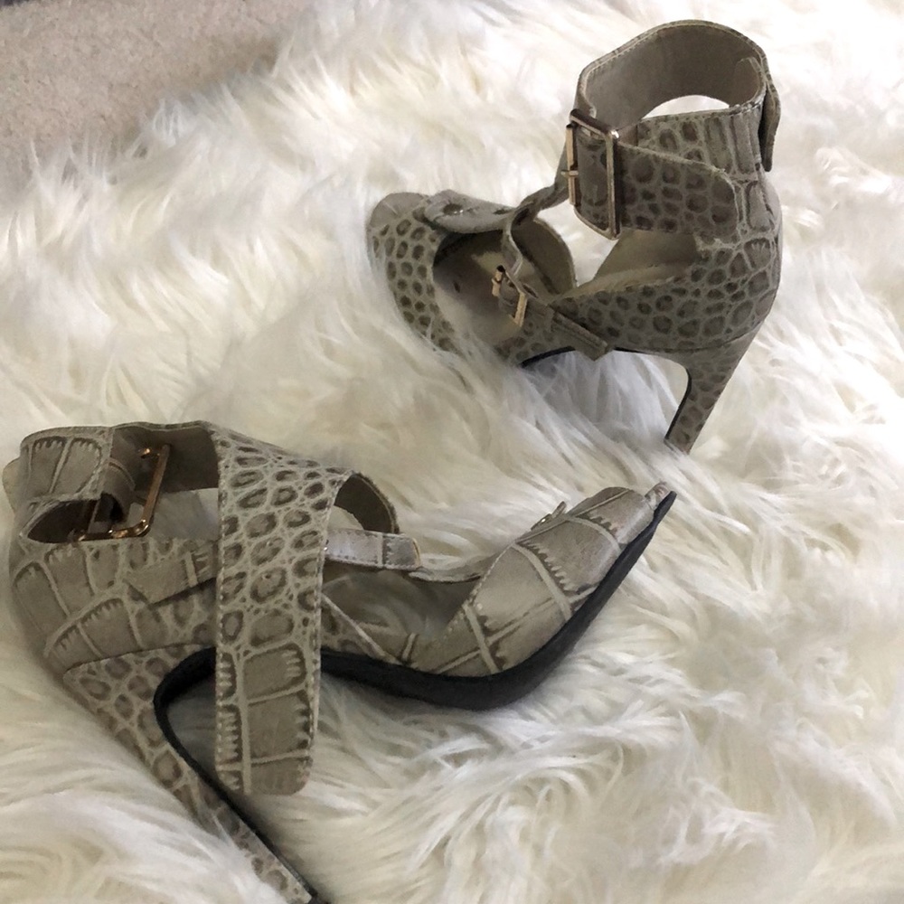 Snakeskin print heels